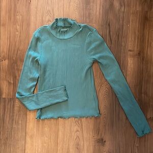 Green Ribbed American Eagle Turtleneck Top